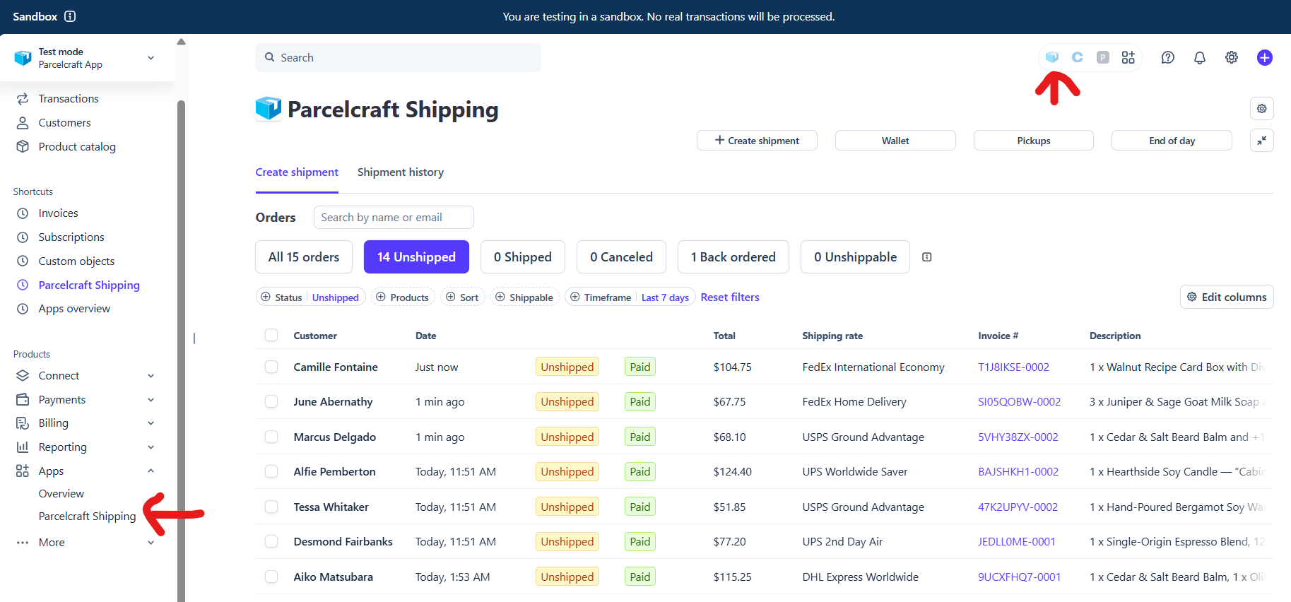 How to open the Parcelcraft app and full-page view
